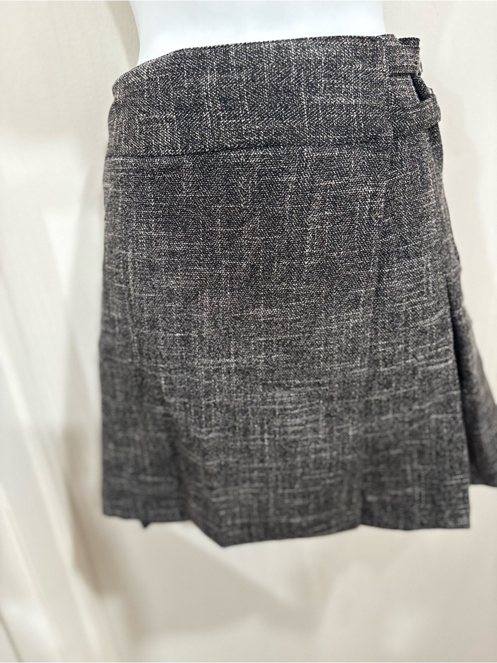 Max Studio Classic Pleated Gray Tweed A-Line Skirt